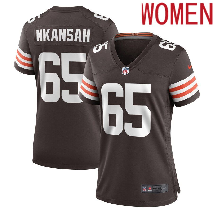 Women Cleveland Browns 65 Elijah Nkansah Nike Brown Game Player NFL Jersey